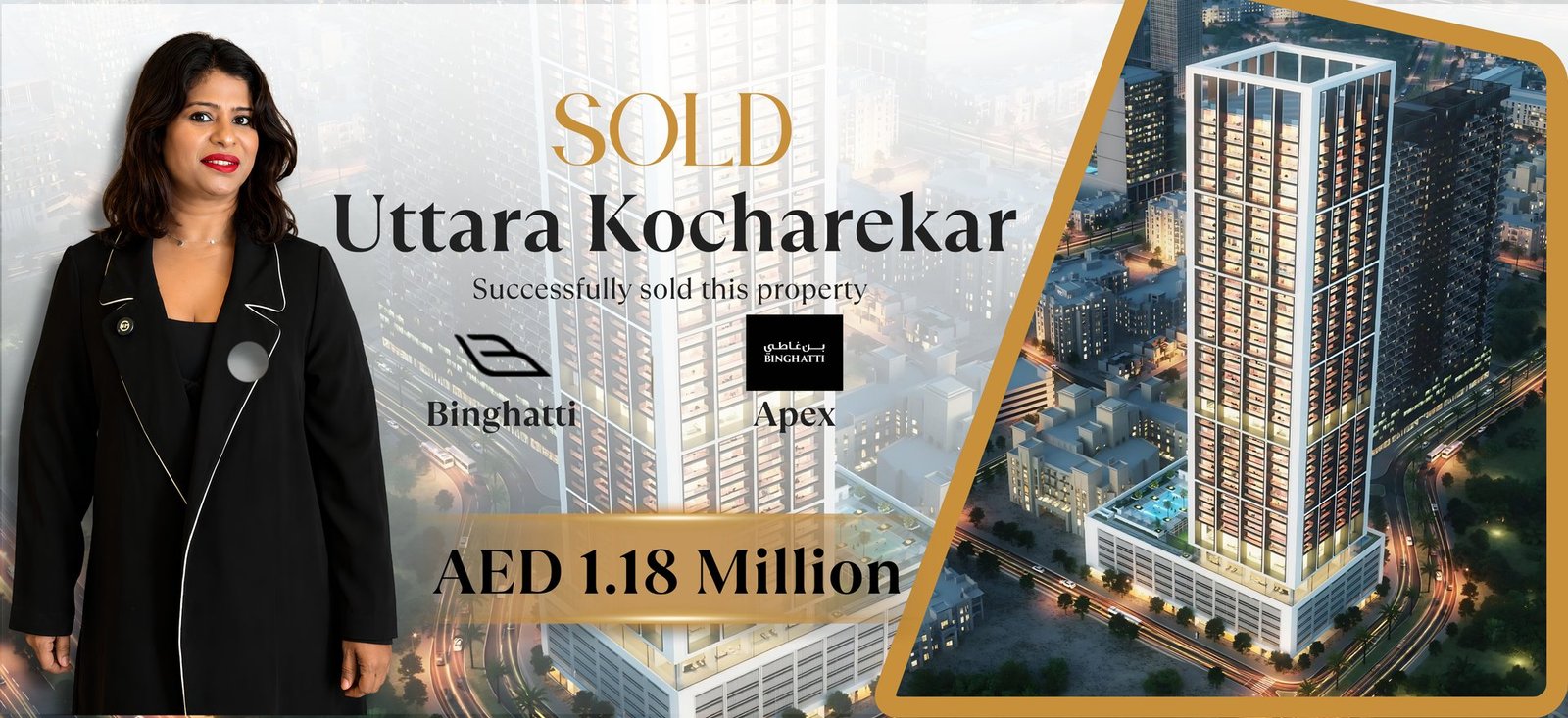 Uttara Kocharekar sold Binghatti Apex – AED 1.18 million