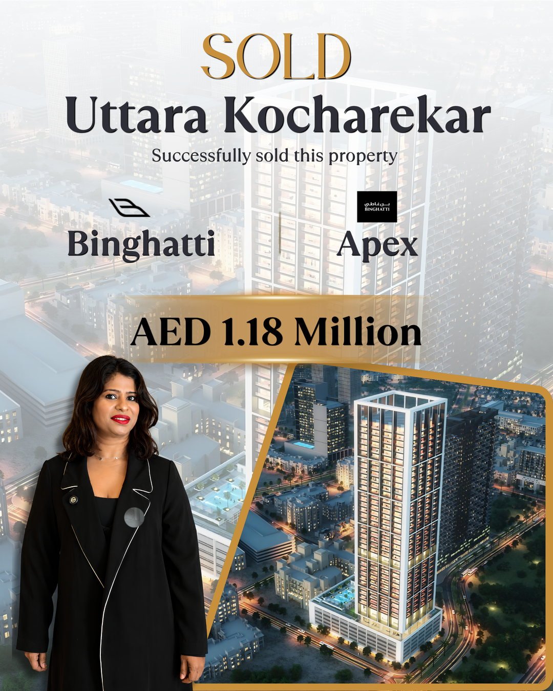 Uttara Kocharekar sold Binghatti Apex – AED 1.18 million